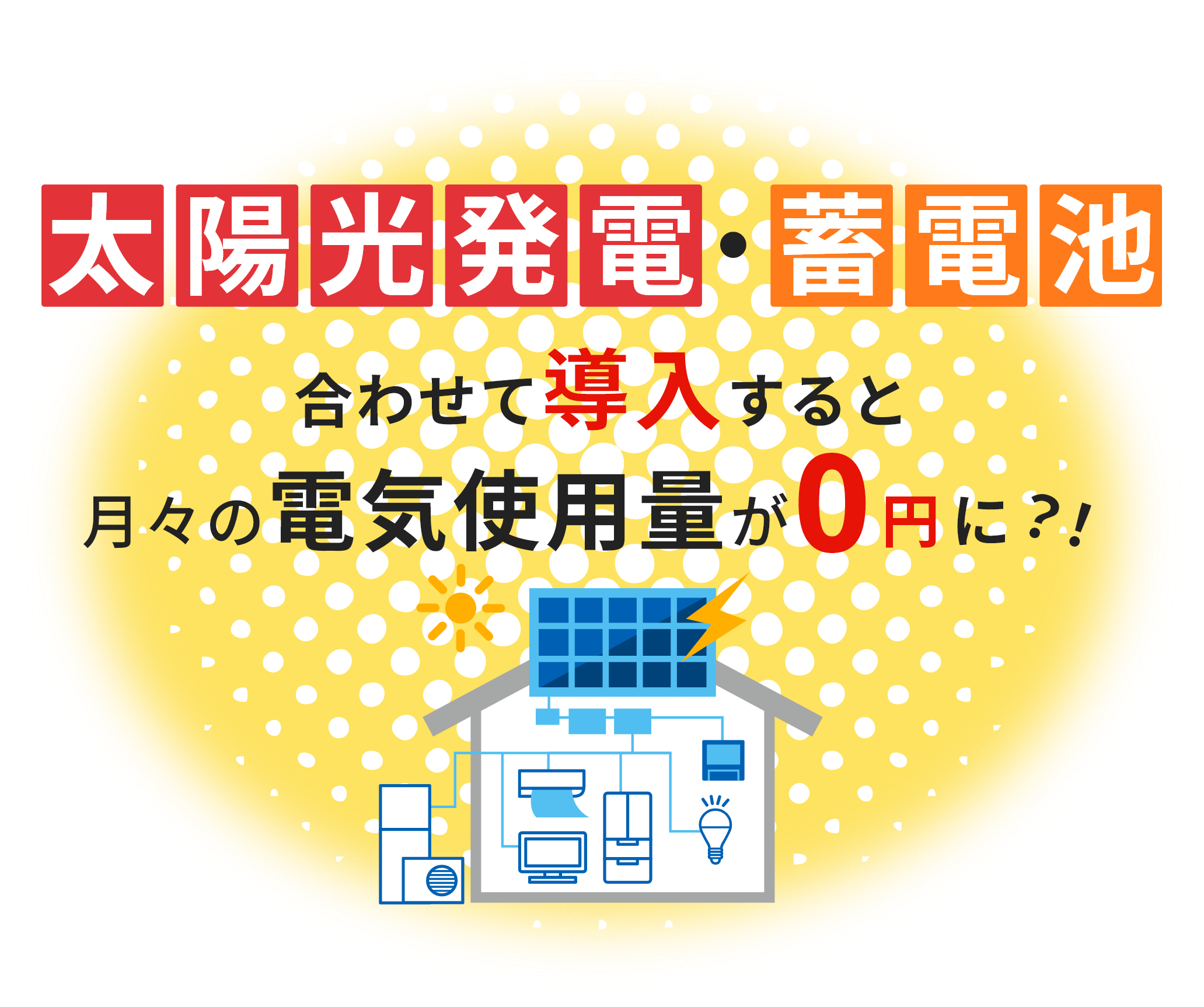 太陽光発電・蓄電池あわせて導入すると月々の電気使用量が0円に?!